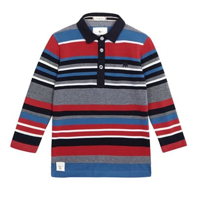 J by Jasper Conran Boys multi-coloured striped long sleeve polo shirt